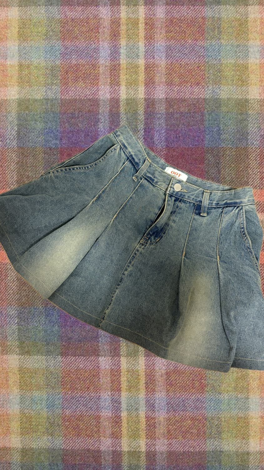 빈티지 데님 플리츠 스커트 상품이미지1