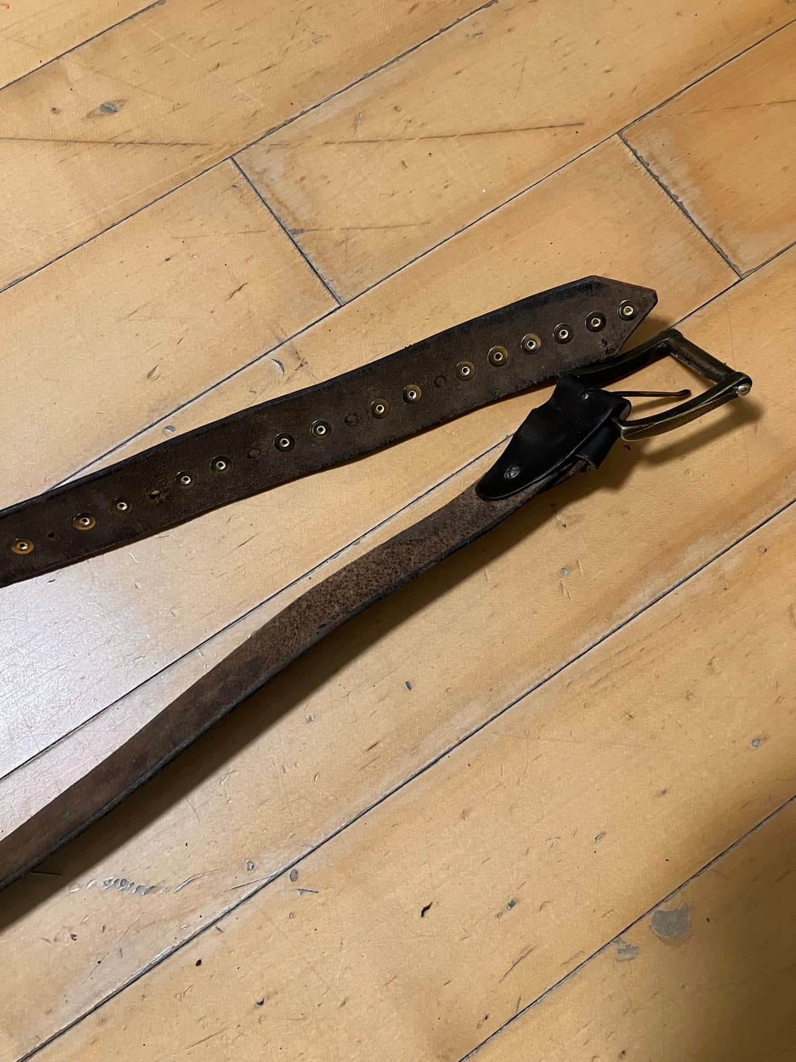 Japanese 90s 더블 스터드 앤틱 골드 버클 벨트 상품이미지3