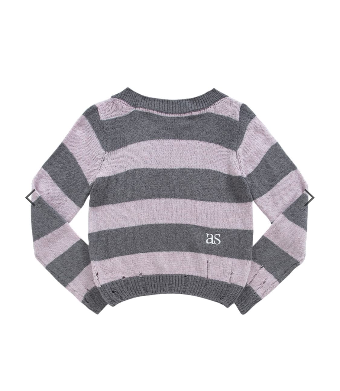 애즈온 원숄더 스트라이프 니트 상품이미지1