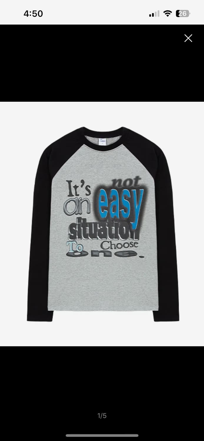 더콜디스트모먼트 TCM not easy raglan long sleeve 상품이미지1