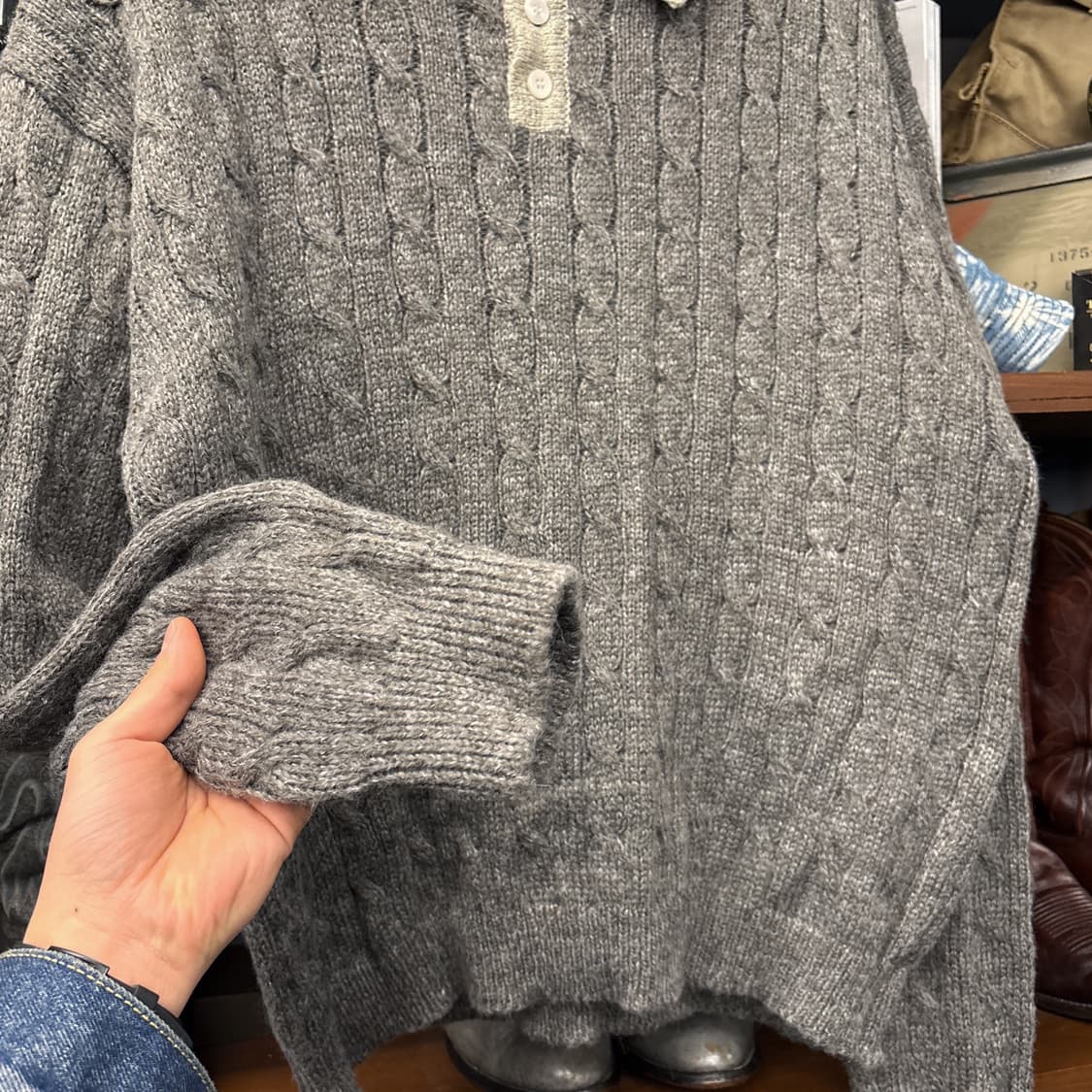 빈티지 보카시 듀얼카라 케이블 니트 스웨터 N161 상품이미지4