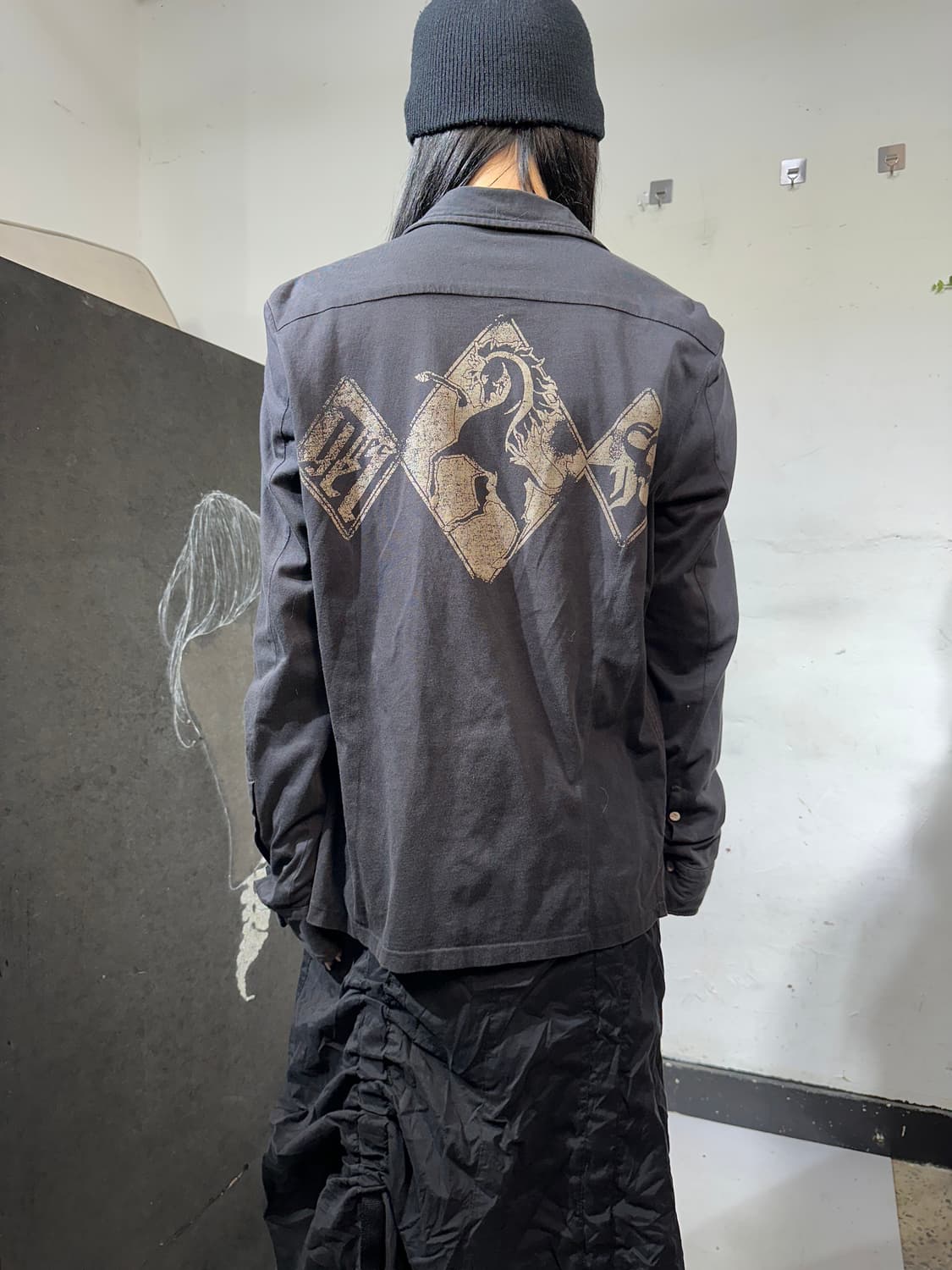 디젤 고딕 블랙 웨스턴 프린팅 셔츠 자켓 L 상품이미지1