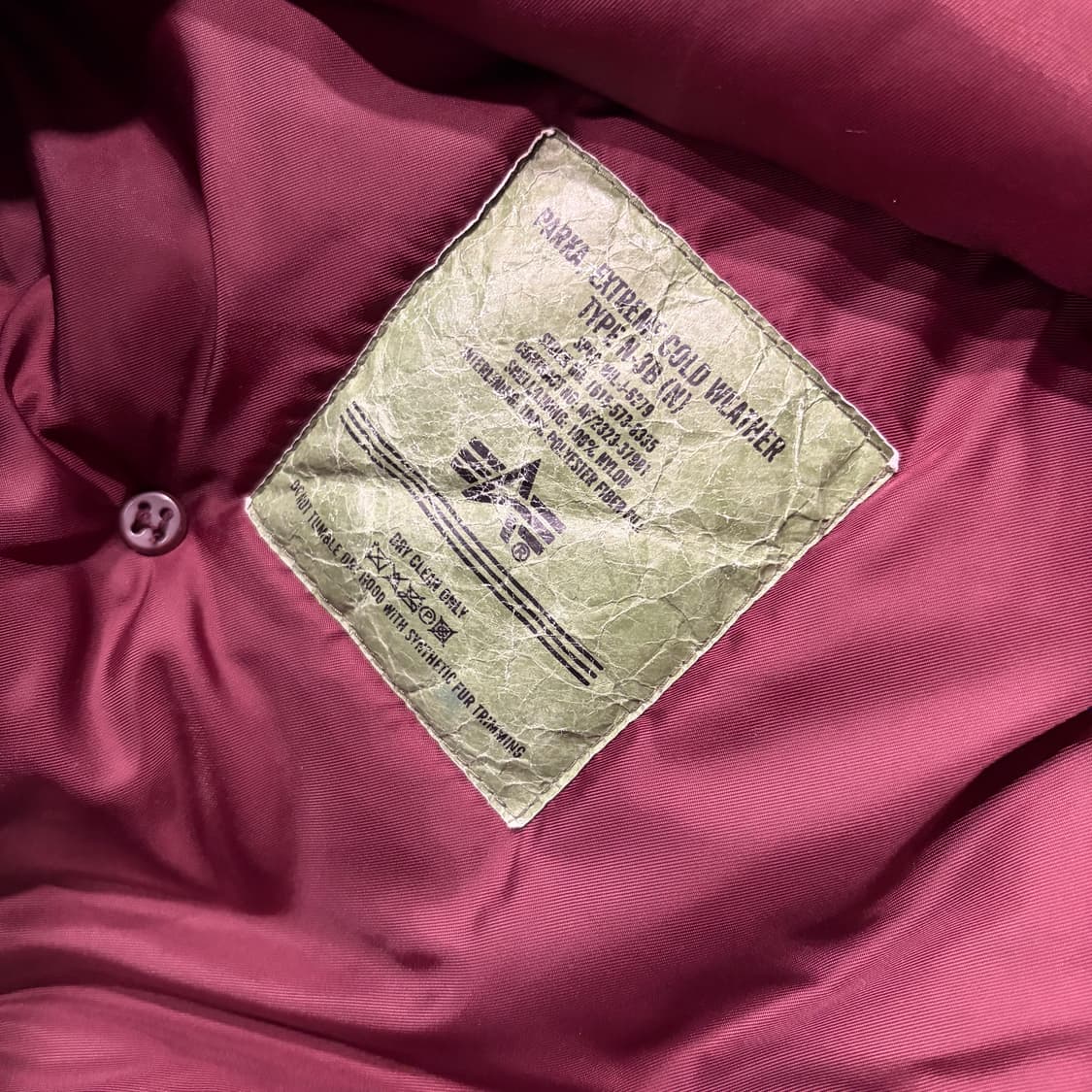 [L] 알파인더스트리 N-3B 마룬색 패딩 점퍼 후드 퍼 D231 상품이미지8