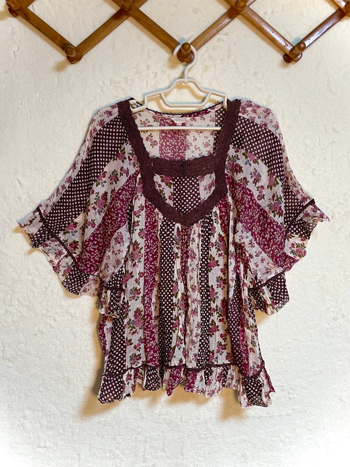 빈티지 체리 모리걸 크로쉐 블라우스 상품이미지1