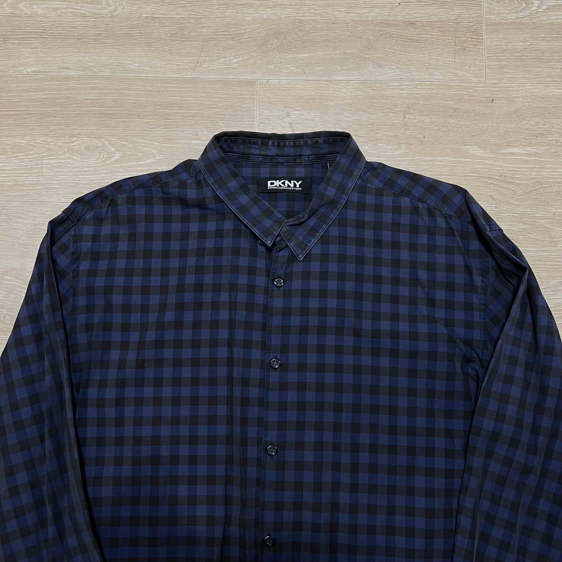 DKNY 도나카란 뉴욕 클래식 깅엄 체크셔츠 [네이비] XL/105 상품이미지2