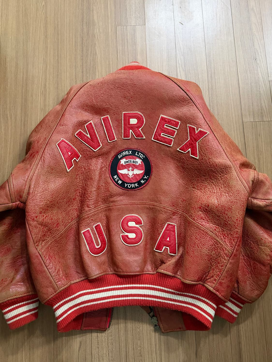 아비렉스 가죽자켓 레드 xs 상품이미지3