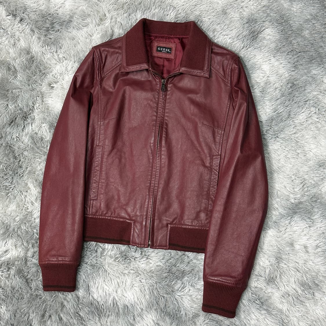 게스 90s 여성 가죽자켓 버건디 상품이미지2