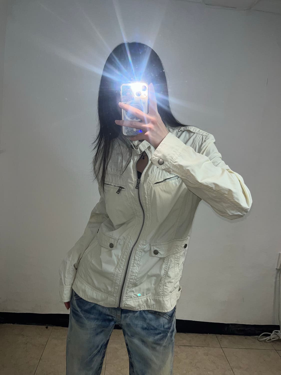 Y2K 크림베이지 나일론 유틸리티 자켓 상품이미지8