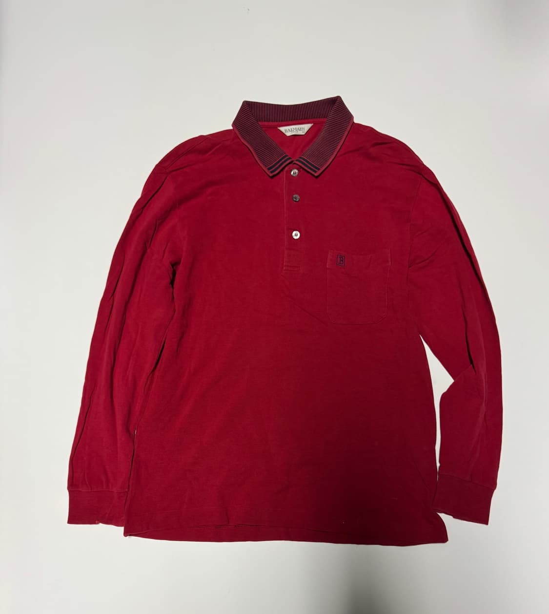 정품 발망 Balmain 긴팔 카라티 M 레드 상품이미지1