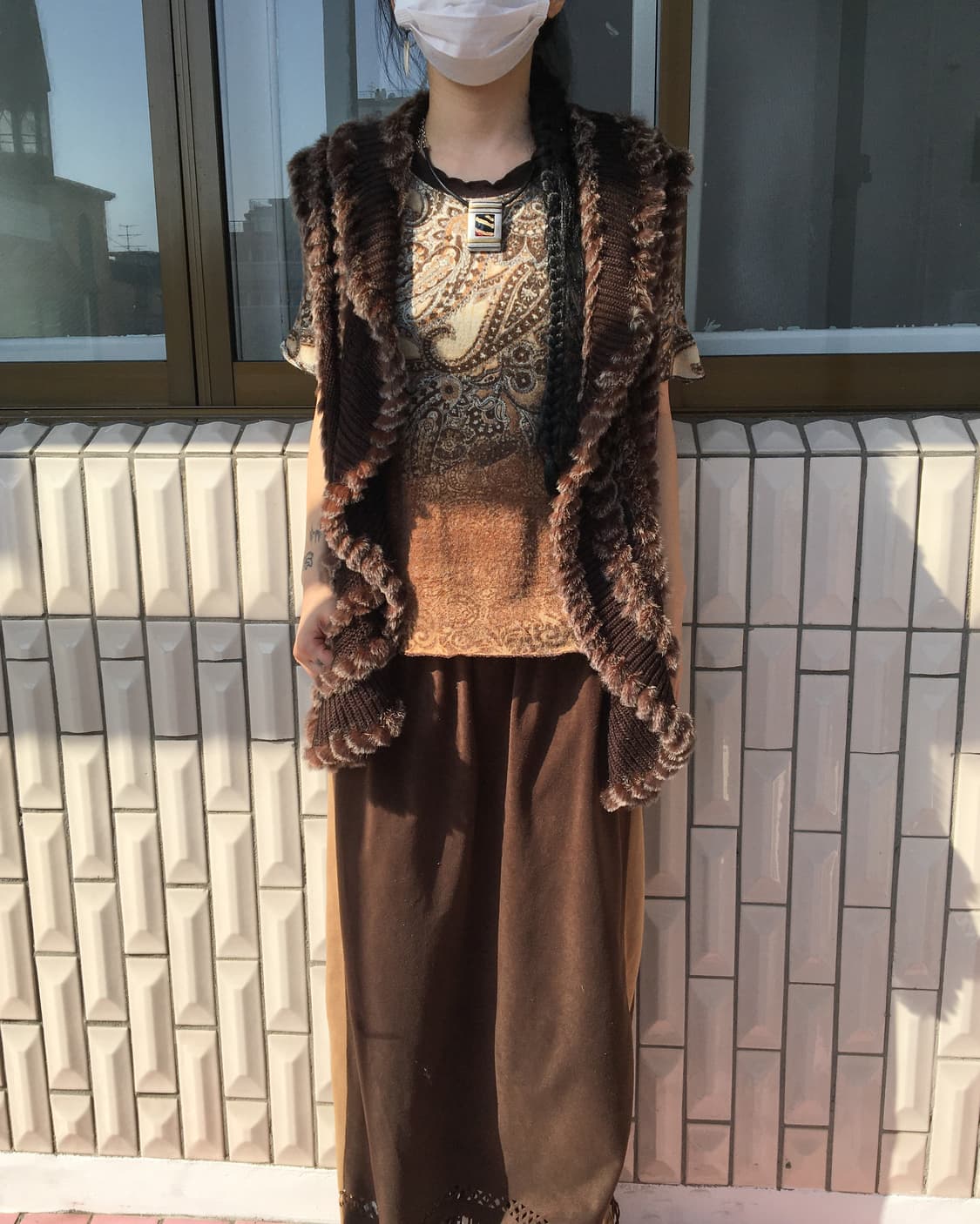 Fur trimming knit open vest 상품이미지1