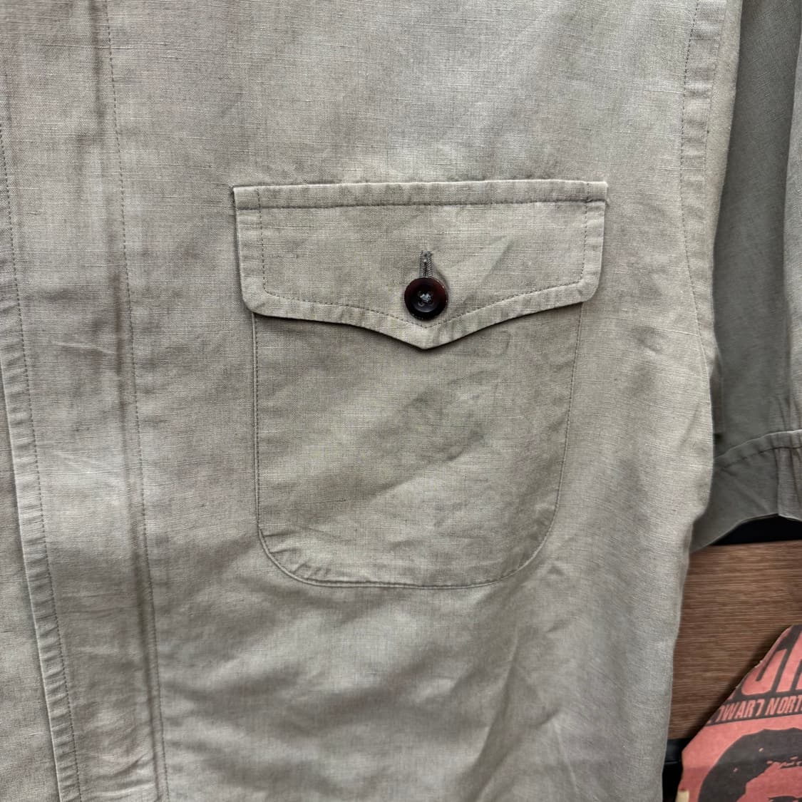 00s 버버리 런던 반팔 워크 셔츠 전면 투포켓 포인트 베이지 상품이미지8