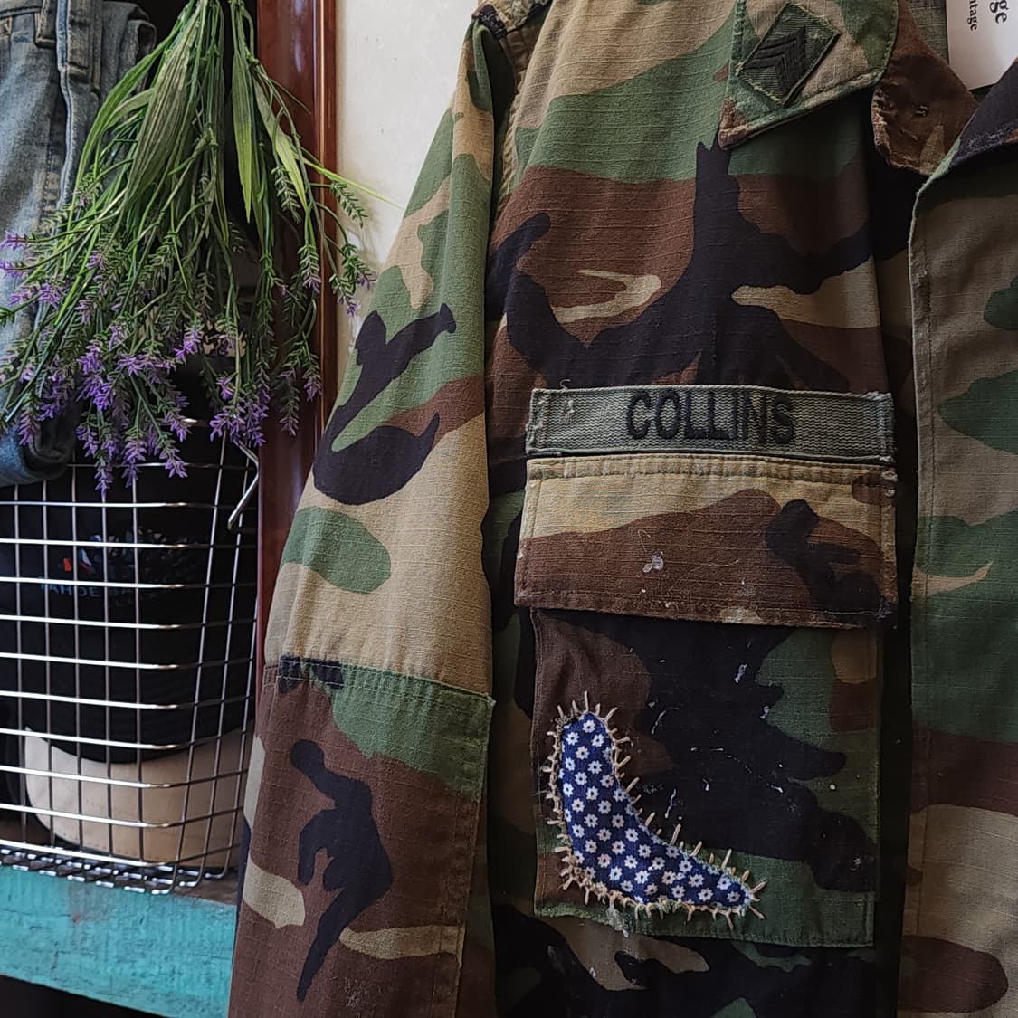 90s 미군 우드랜드 카모셔츠 BDU 미디움 레귤러 커스텀 상품이미지6