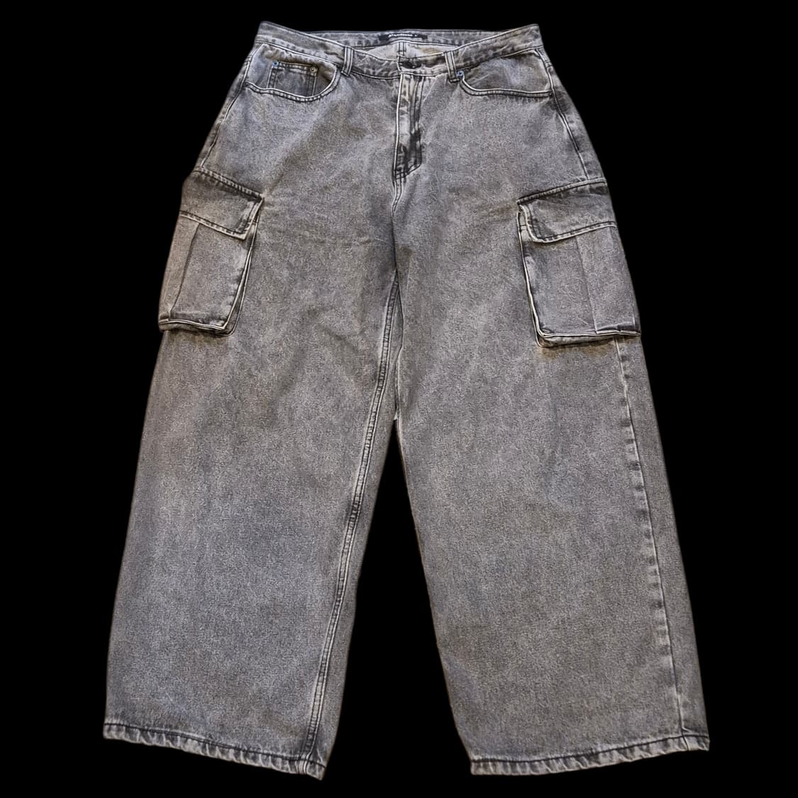 34인치 워싱그레이 와이드 카고데님팬츠  상품이미지1