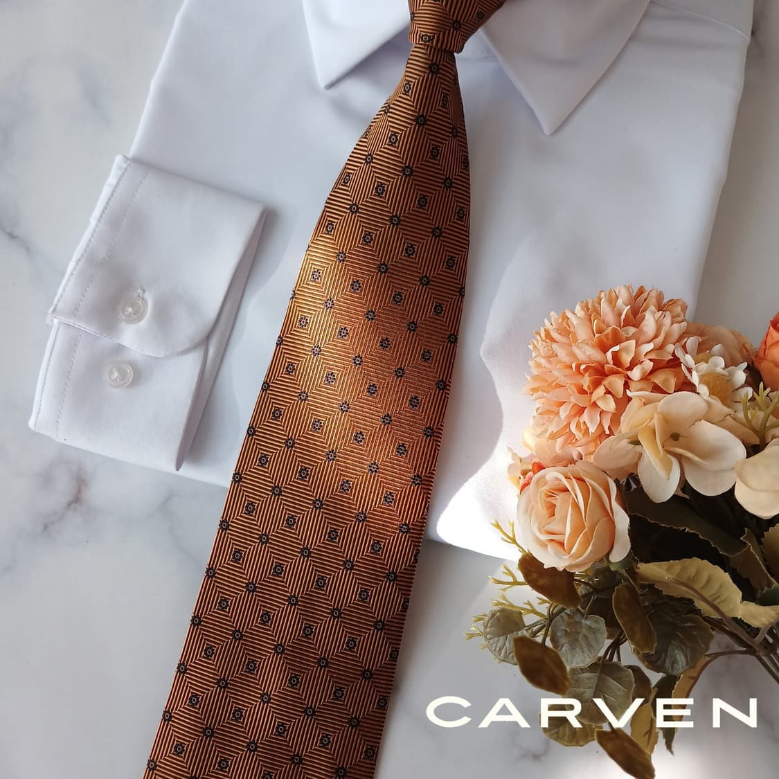 까르뱅 실크 브라운 기하 패턴 넥타이 9.5cm A+등급 A19327
 상품이미지2