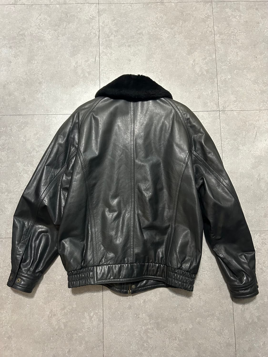 80s  런던포그 빈티지 블랙  소가죽  라이더  자켓  100size  상품이미지8