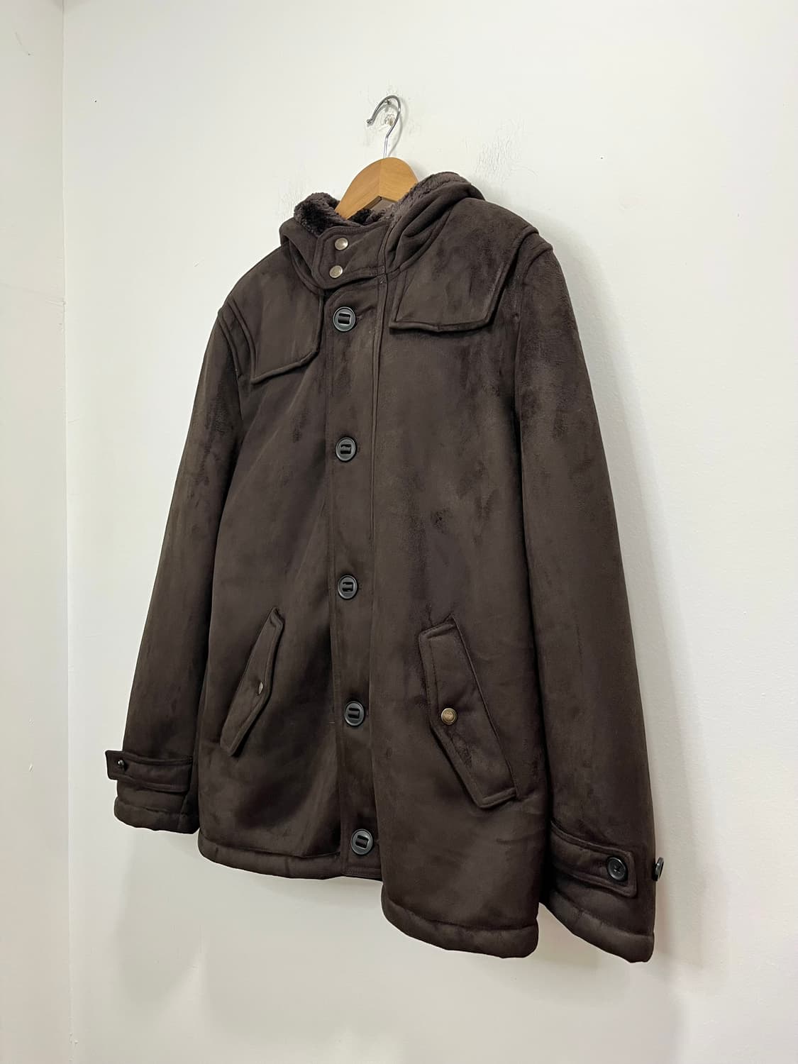 일본 빈티지 모리걸 브라운 무스탕 후드 코트 상품이미지2