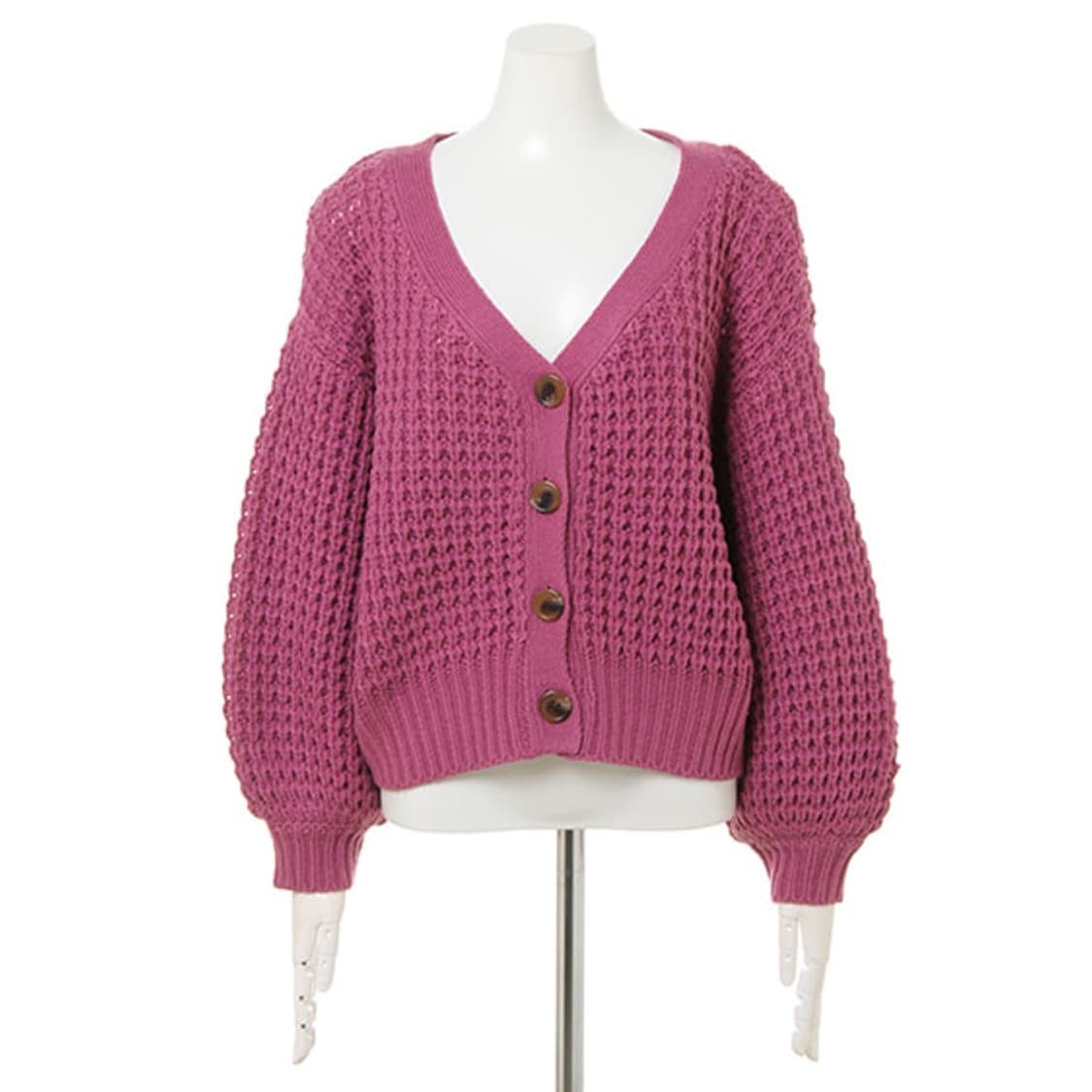 ingni 일본빈티지)퍼플 로맨틱 양산형st 아방핏 와플하찌니트가디건 상품이미지3