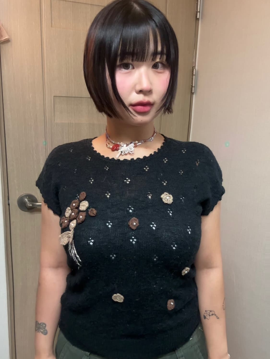 플라워 반팔 니트 상품이미지1
