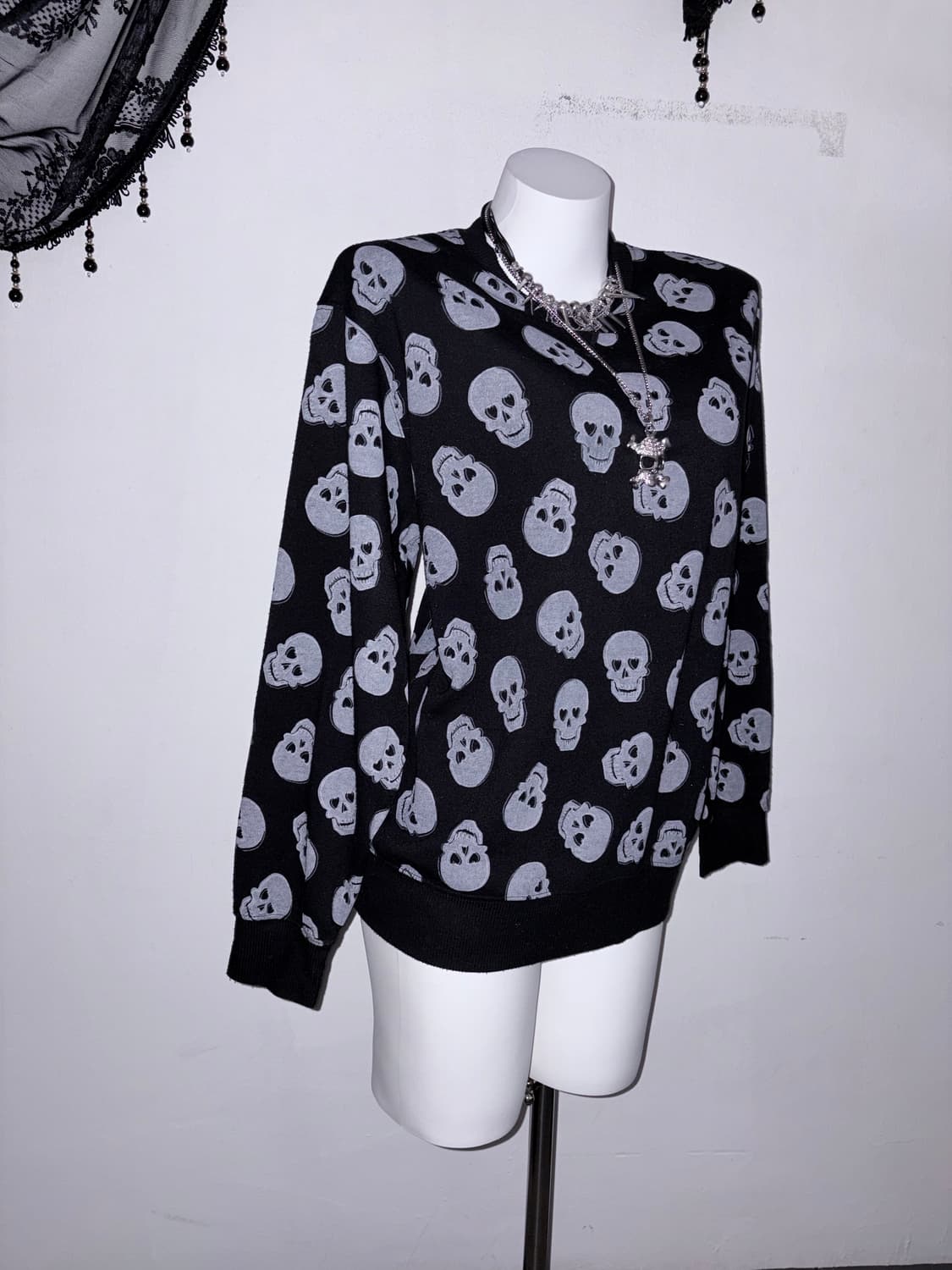 00s 해골 기모 맨투맨 아방핏 펑크 와투케 스컬 상품이미지1