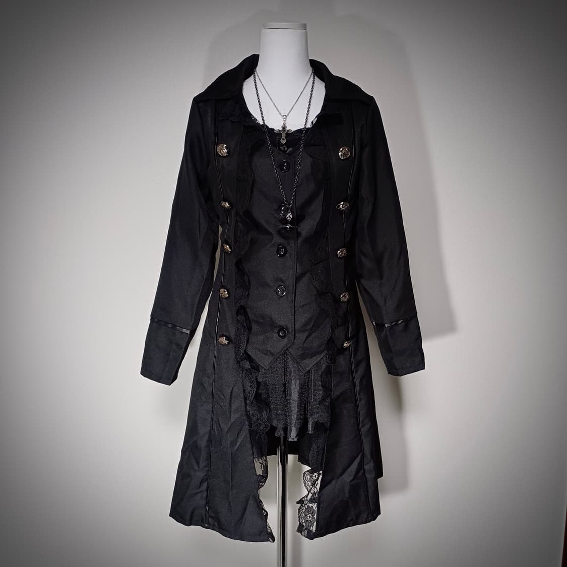 고스펑크 은장 레이어드 원피스 고스로리 y2k 상품이미지2