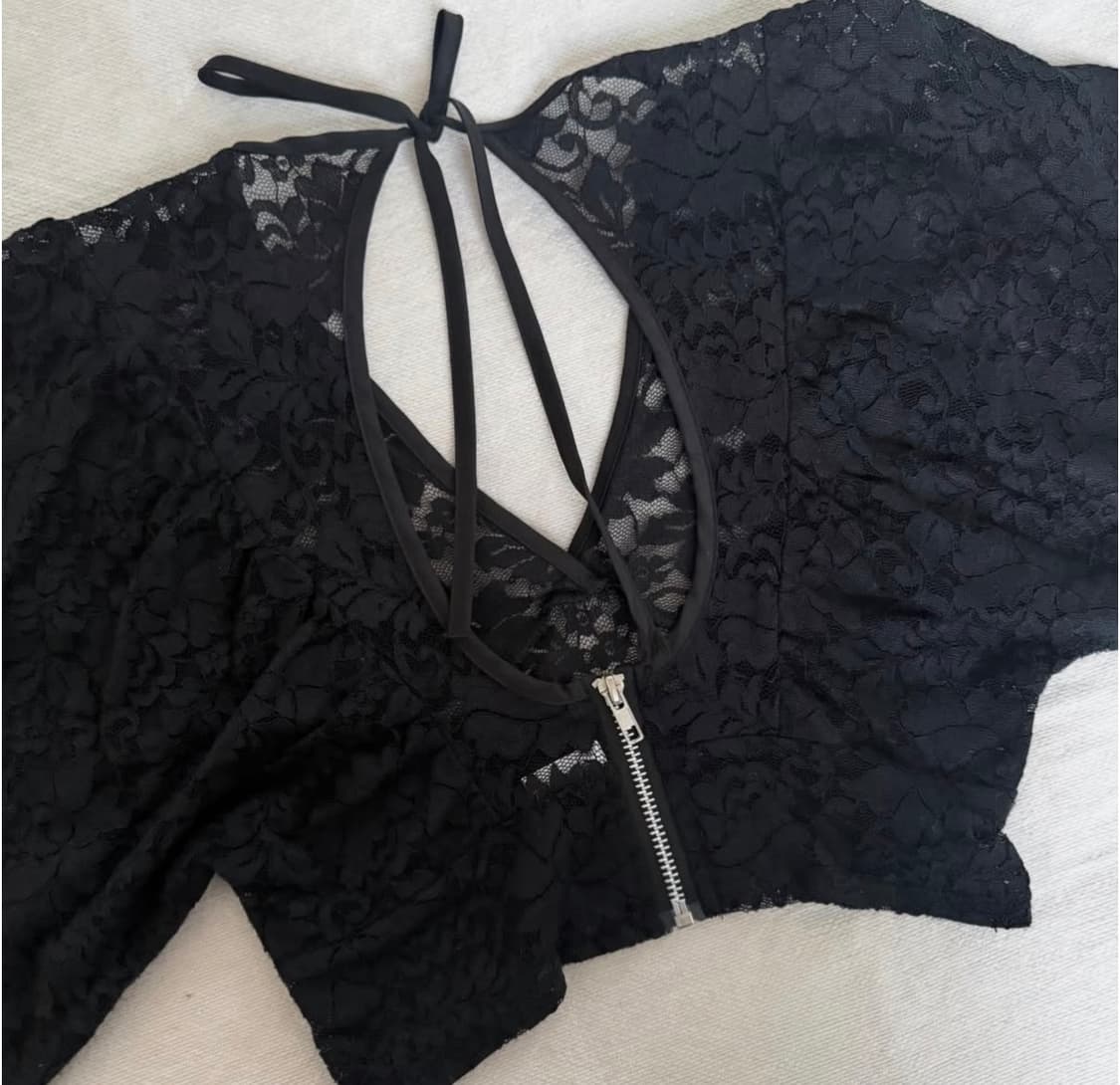 블랙 레이스 볼레로 블라우스 상품이미지5