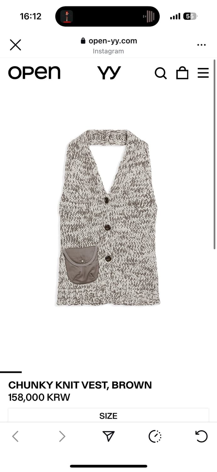 open yy chunky knit vest brown M 상품이미지1