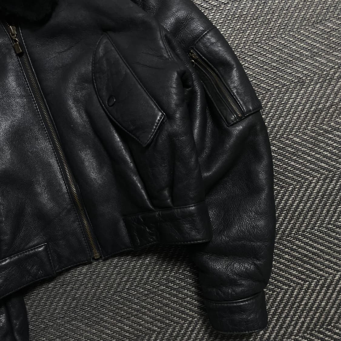 빈티지 아카이브 쉽스킨 레더 크롭 항공 자켓y 5320 상품이미지3