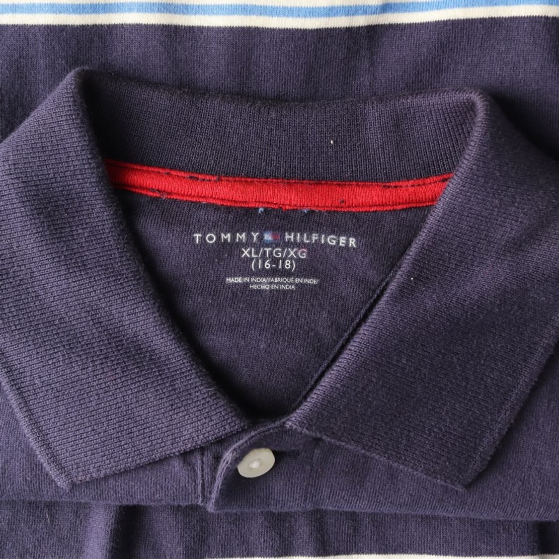 타미힐피거 스트라이프 긴팔 폴로 셔츠 네이비 XL 16-18 상품이미지5