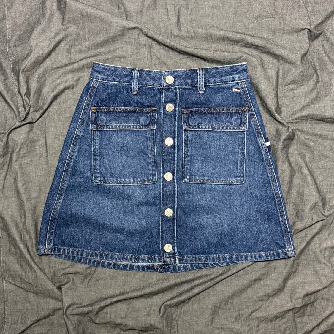 Retro Button-Front Denim Mini Skirt 상품이미지2