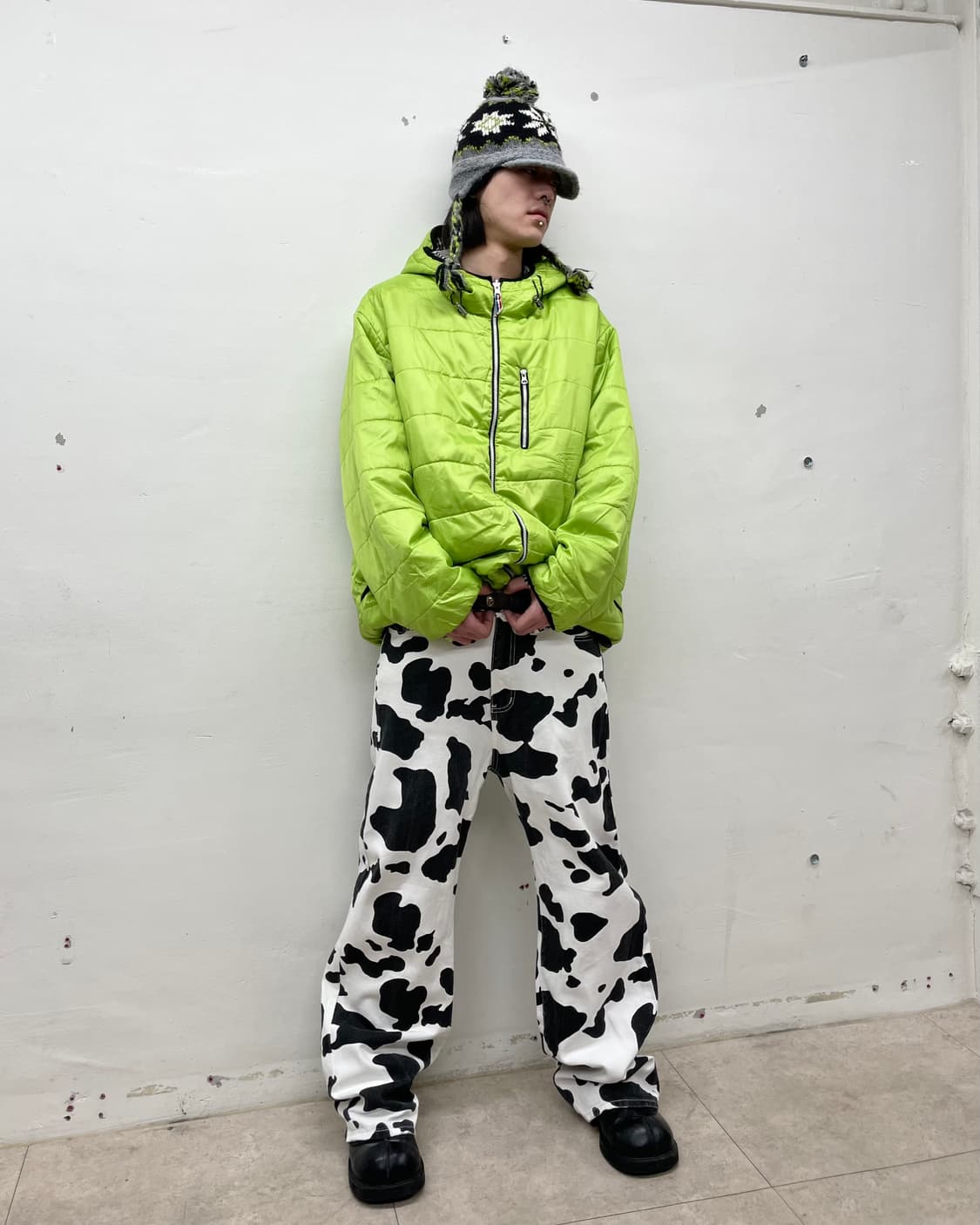 Green reversible padded jacket  상품이미지7