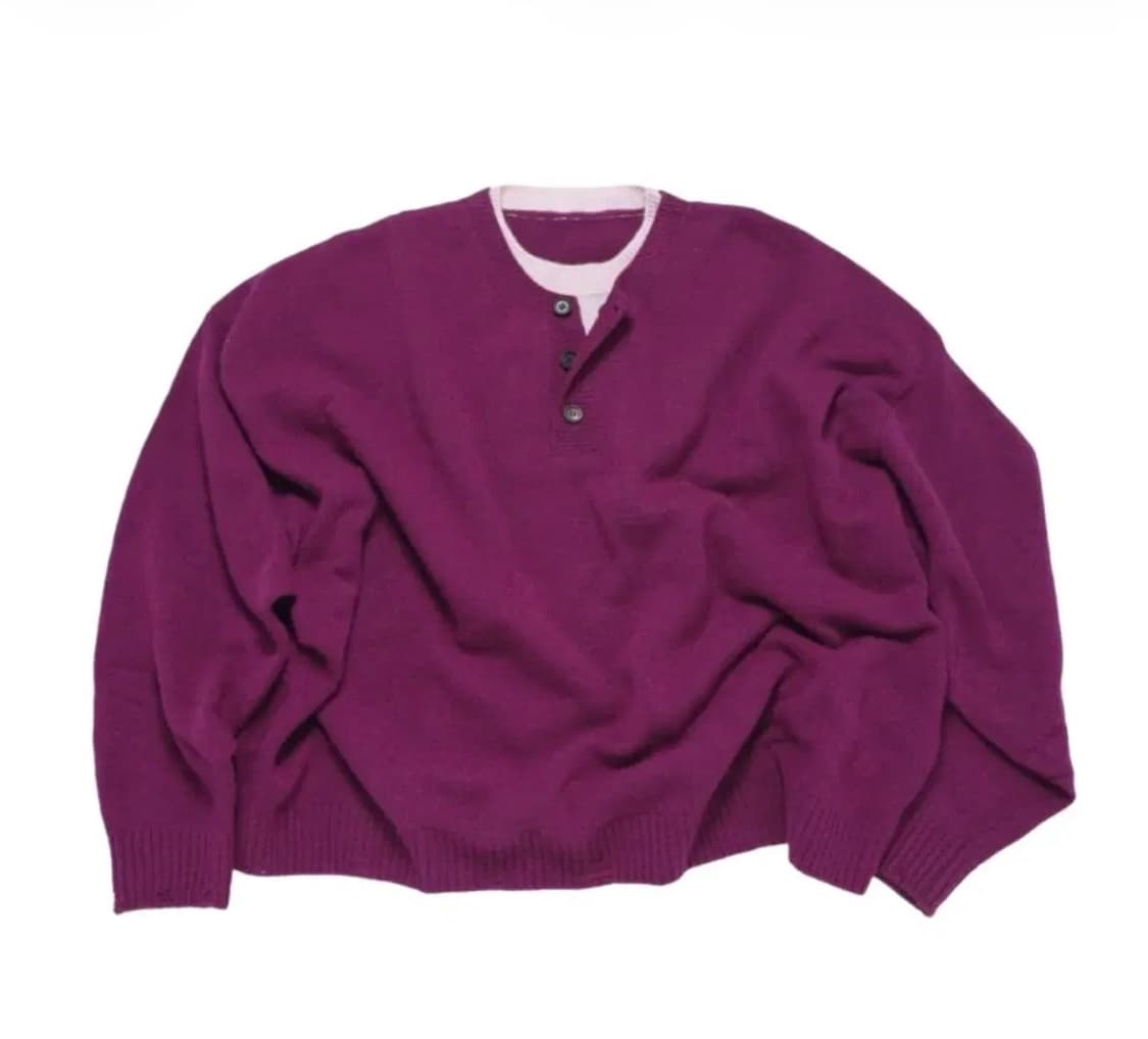 [M] MJD 콘트라스트 크롭 캐시미어 넥 니트 마젠타 상품이미지1