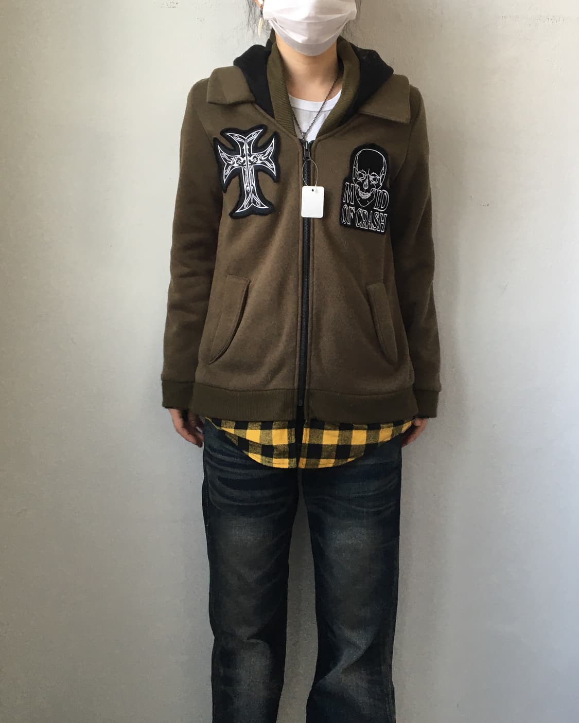 Reversible skull patch hood zip up 상품이미지7