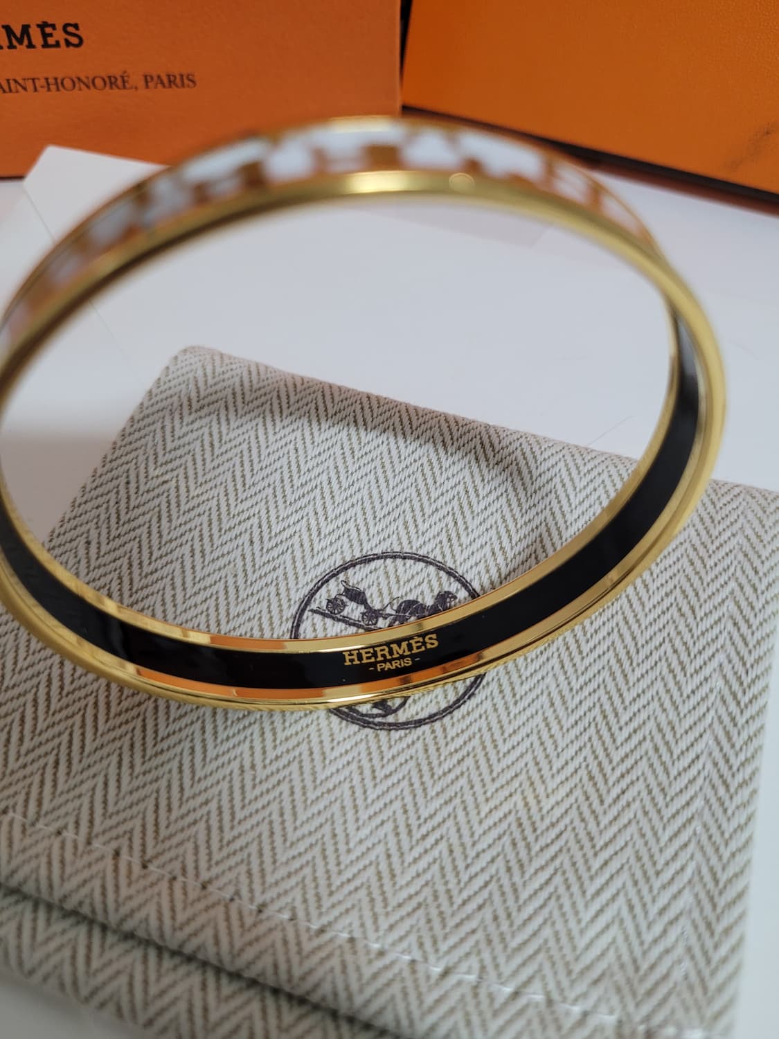 에르메스 OPH 에나멜 뱅글 클릭 H 팔찌 화이트 금장 상품이미지7