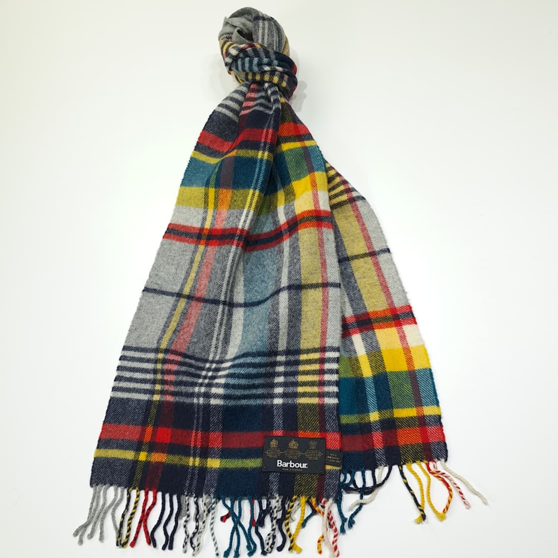 MX487 바버 90s 영국판 램스울 타탄체크 멀티컬러 머플러 목도리 상품이미지2