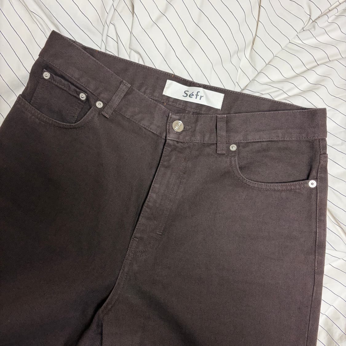 [32] Sefr 워시드 브라운 와이드 컷 데님 상품이미지2
