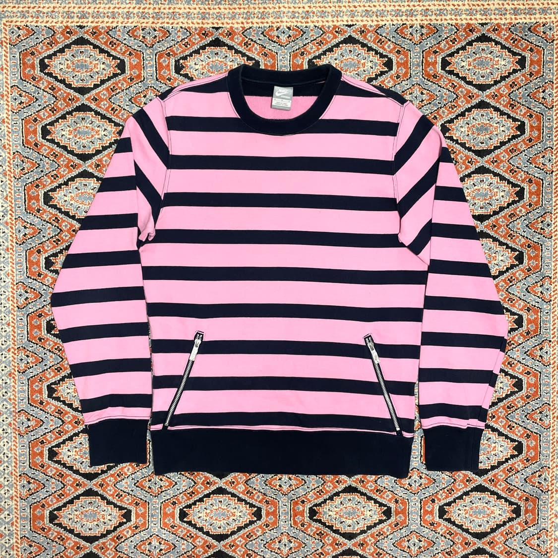  나이키 핑크 네이비 단가라 지퍼 맨투맨 남성M 상품이미지1