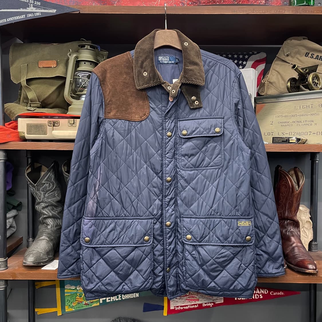 폴로 랄프로렌 버클 넥 스웨이드 패치 코듀로이 넥 퀼팅 헌팅 자켓 상품이미지1