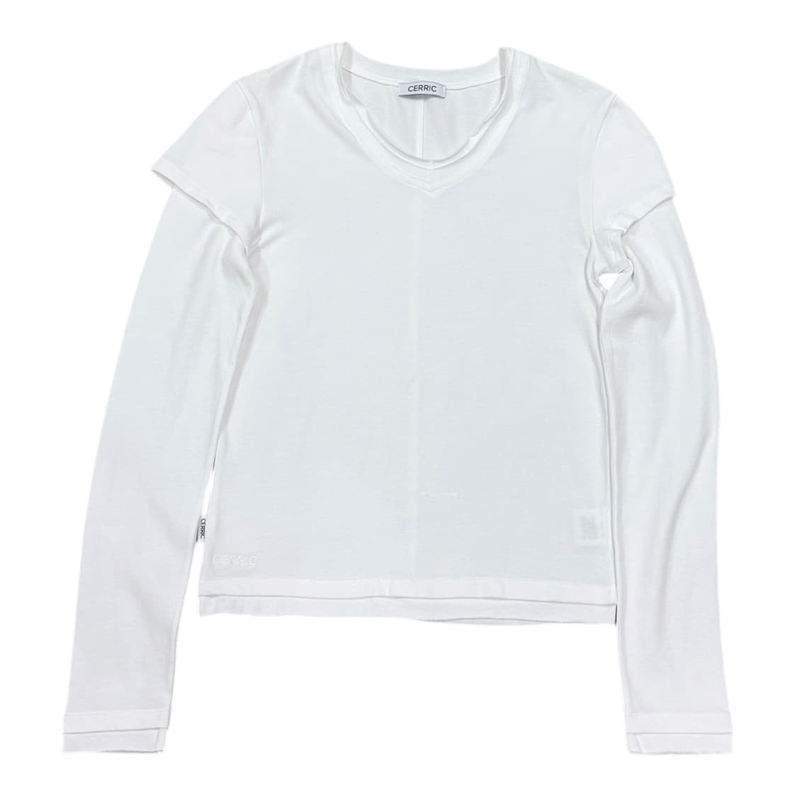 CERRIC 세릭 더블 슬리브 긴팔 티셔츠 화이트 상품이미지1