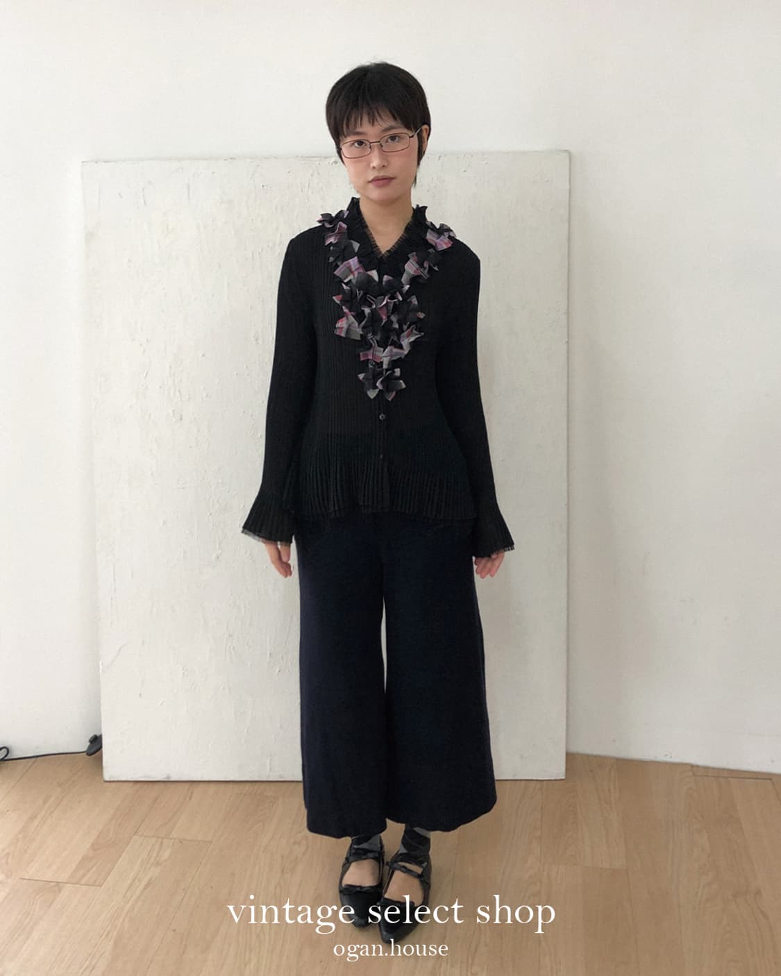 vintage pleated ruffle blouse 상품이미지2