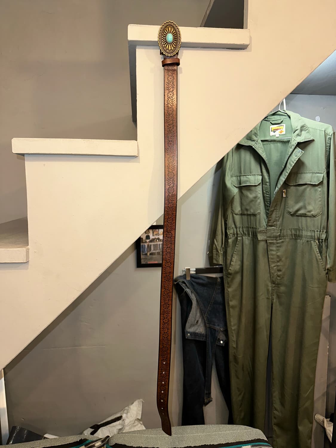 Turquoise buckle Leather western belt 상품이미지5