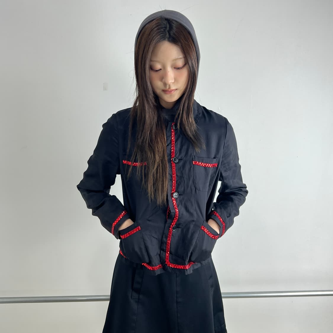 꼼데가르송 로브드샹브레 리본 콘페티 트리밍 자켓 상품이미지2