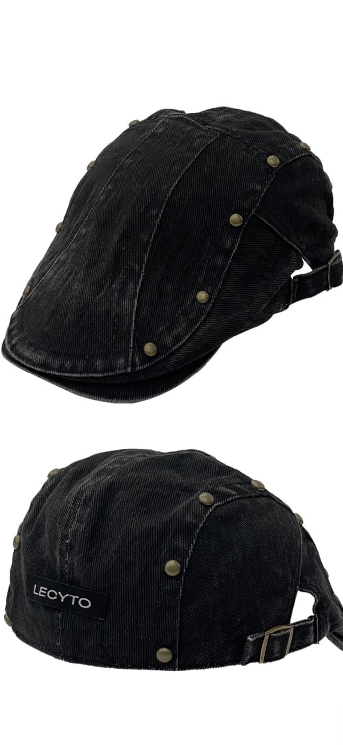 레씨토 Stud Washed Hunting Cap_[Black] 상품이미지1