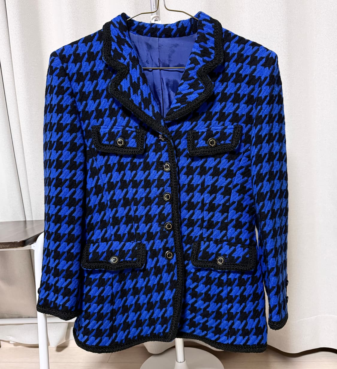 블루 하운드체크 빈티지 트위드 상품이미지2