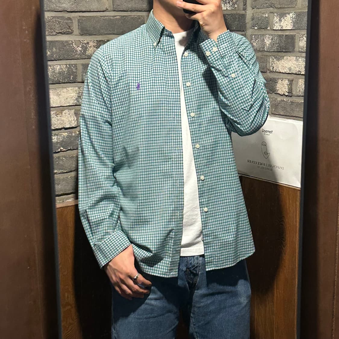M) 폴로 랄프로렌 논아이론 타입 그린 체크 긴팔 셔츠 상품이미지8