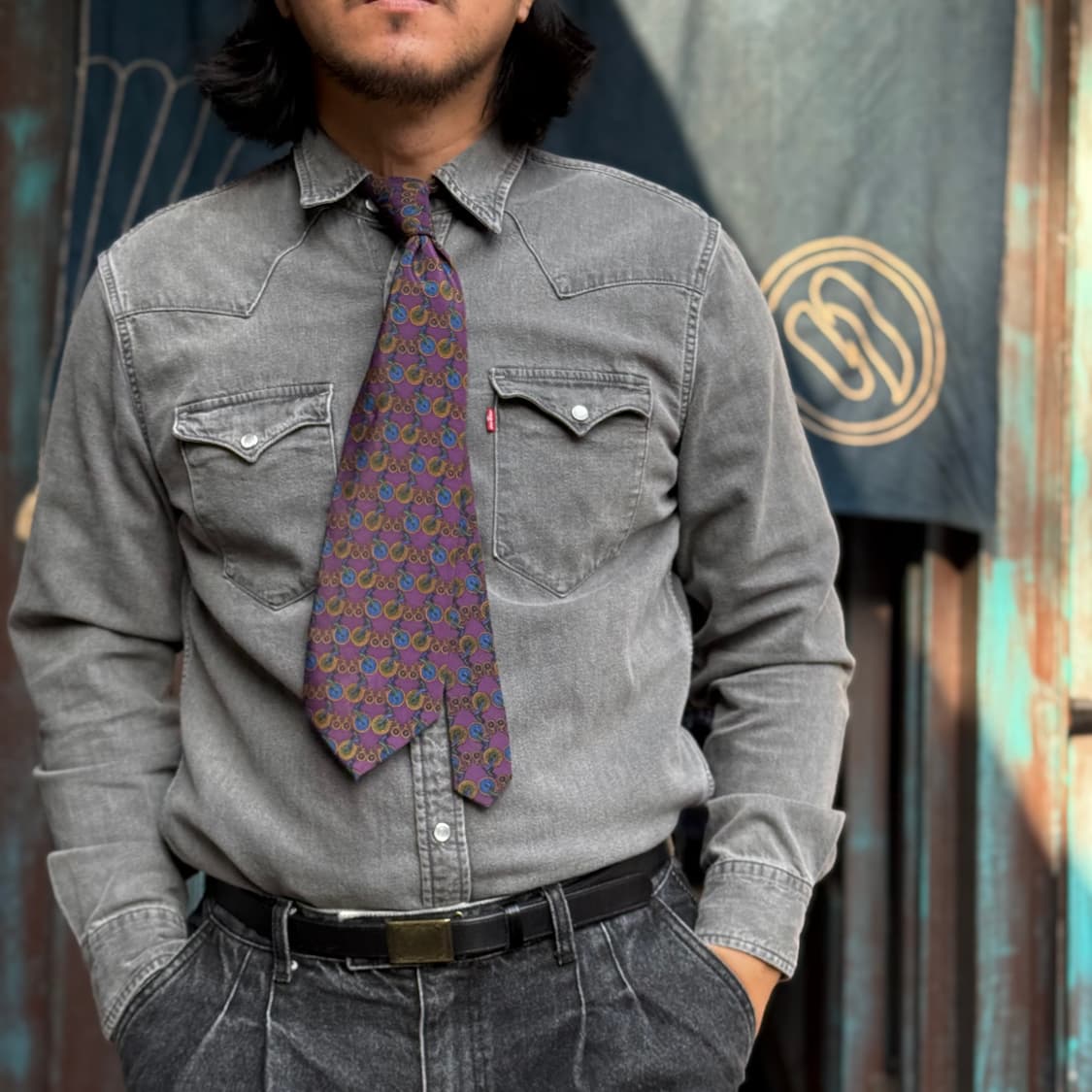 리바이스 흑청 데님 웨스턴 셔츠 M 상품이미지7