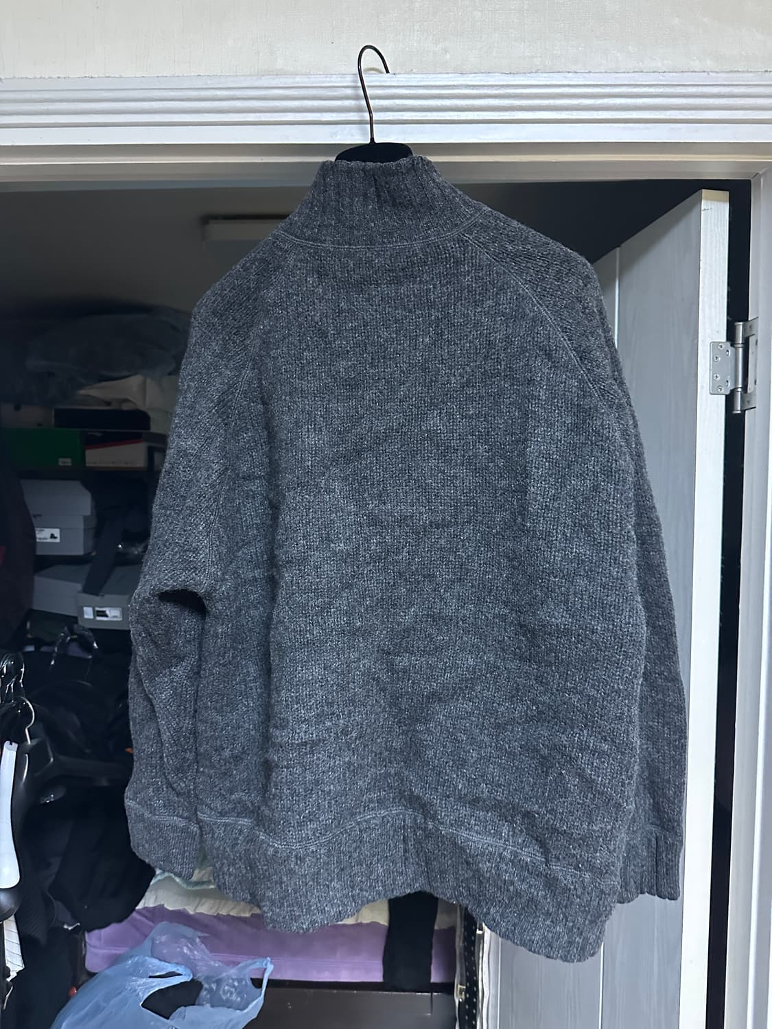 [L] 구형 유니클로 니트 집업 가디건 차콜 상품이미지2