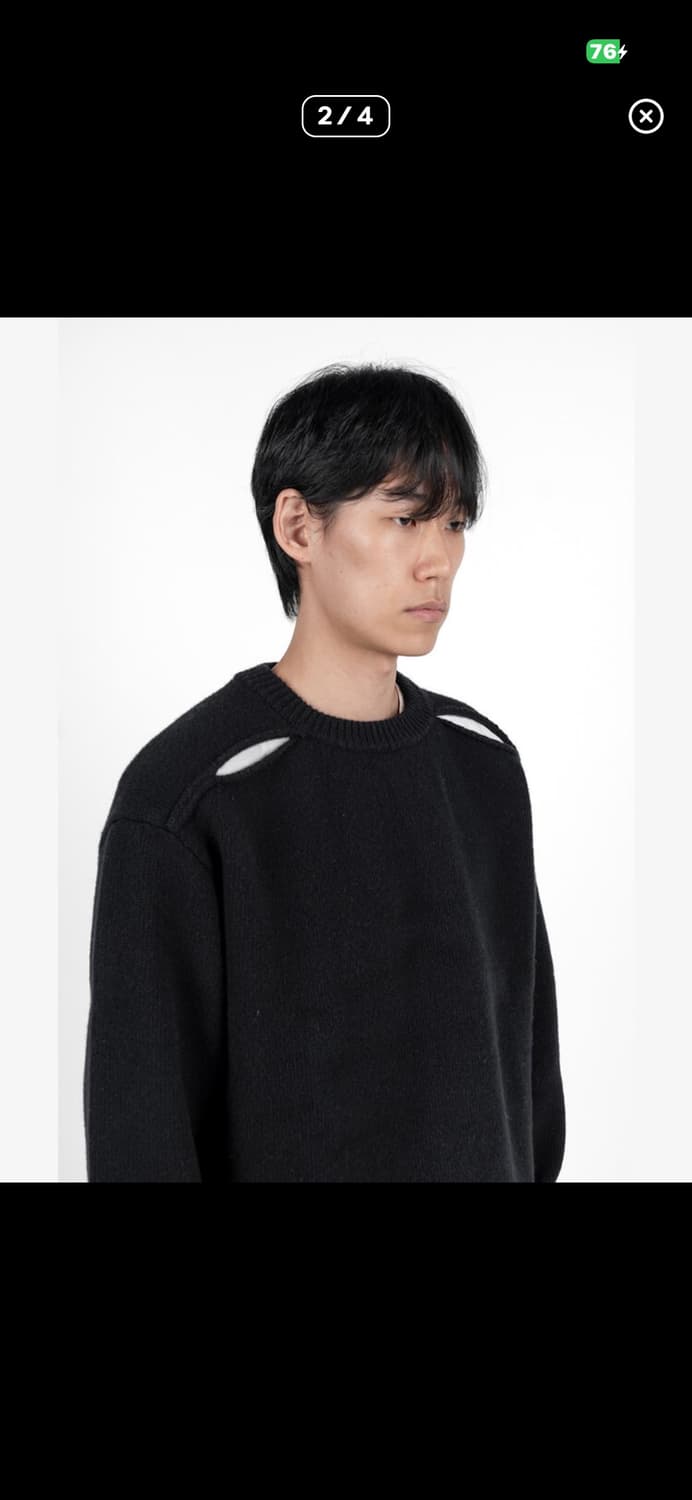 [1] 월스와일무브먼트 숄더 슬릿 니트 블랙 상품이미지2