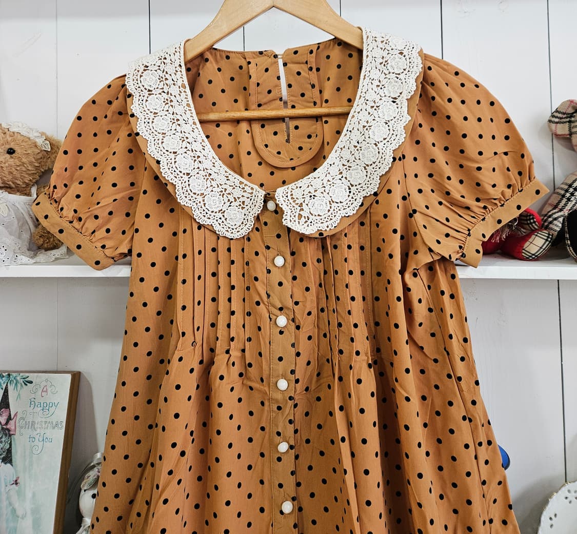 도트 레이스 카라 롱 블라우스 상품이미지3