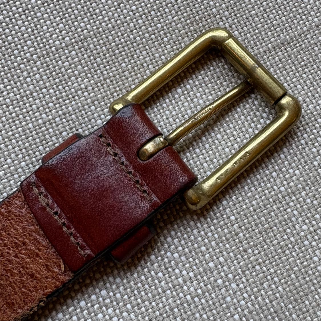 (30) 90s USA GAP 위스키 브라운 레더 솔리드 브라스 벨트 상품이미지8