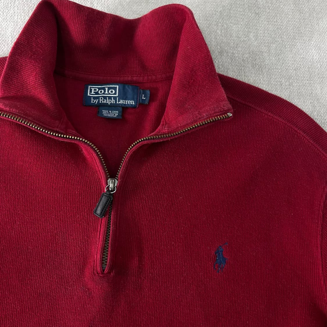 100 폴로랄프로렌 버건디 반집업 니트 상품이미지2